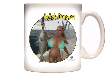 sexy woman on beach coffee mug