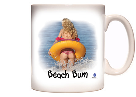 sexy woman on beach coffee mug