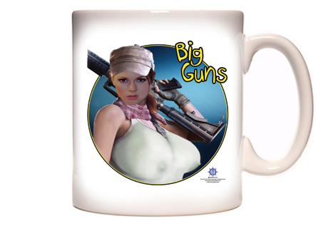 sexy woman with rifle coffee mug