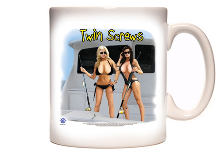 Sexy Women Fishing On Boat Coffee Mug