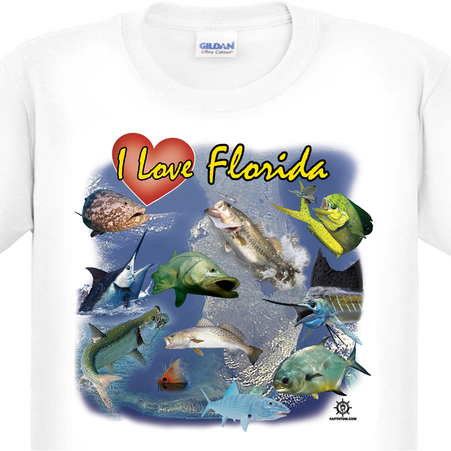 3142 – Florida Fishing T-Shirt – I Love Florida