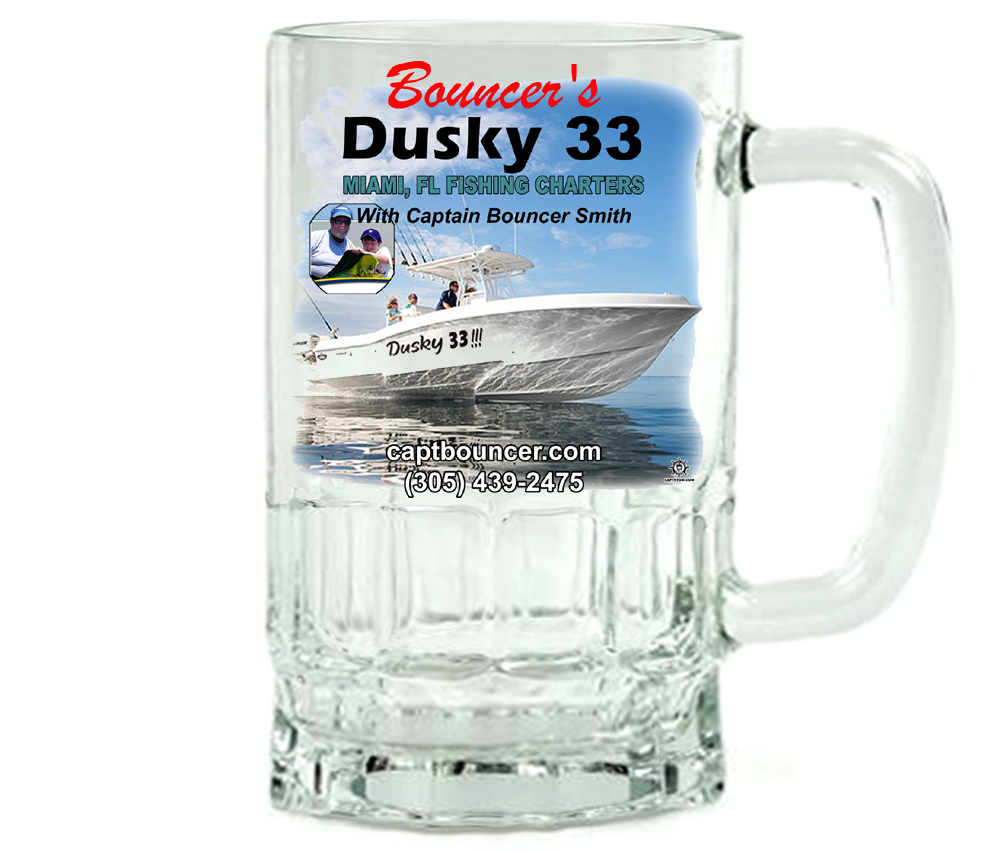 Bouncer’s Dusky 33 Fishing Charters Beer Mug
