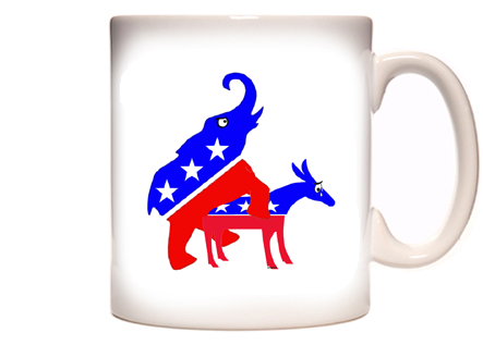 Funny Republican Elephant Humps Democrat Donkey Coffee Mug