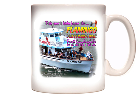 Flamingo Drift Fishing Boat Coffee Mug