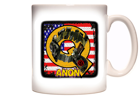 Q ANON Tactical Belt, Colt M1911 and Flag Coffee Mug