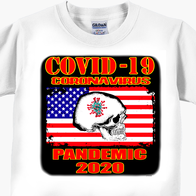 Skull and Flag Coronavirus Covid-19 T-Shirt